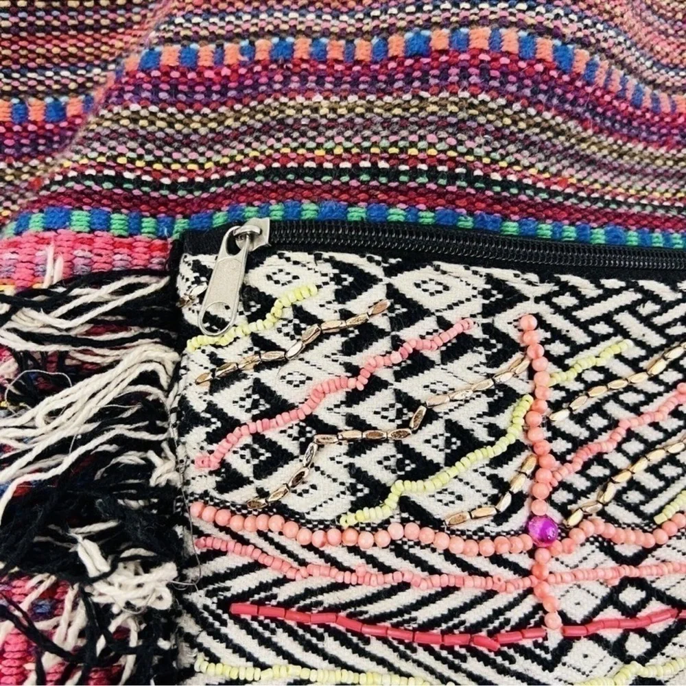 Gorgeous Black & Pink Colorful Canvas Fringe Boho
Earthy Hippie Tote Bag - Picture 3 of 9